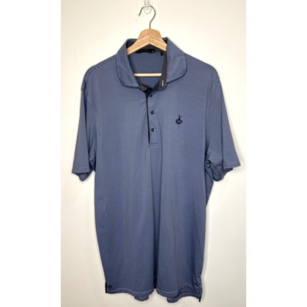 Greyson Polo Shirt Mens XL Striped Ohoopee Match Club Golf Performance Blue Prep